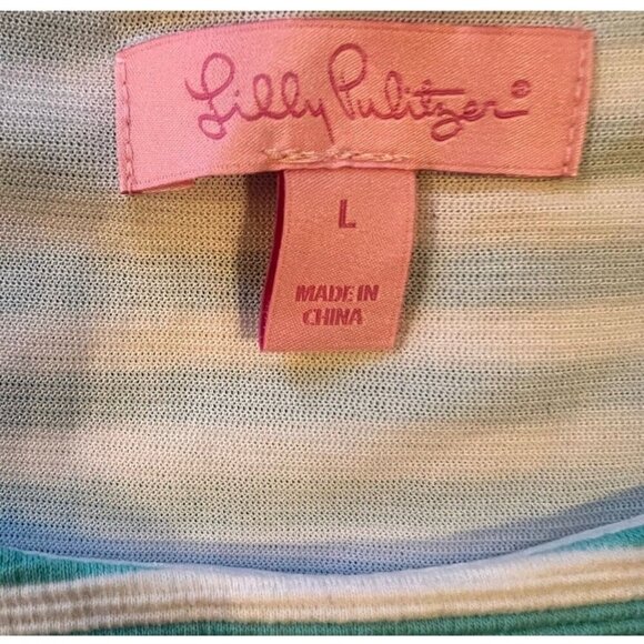 LIlly Pulitzer Shorely Blue & White Ottoman Stripe Cut Out Dress, Size Large - Picture 6 of 6